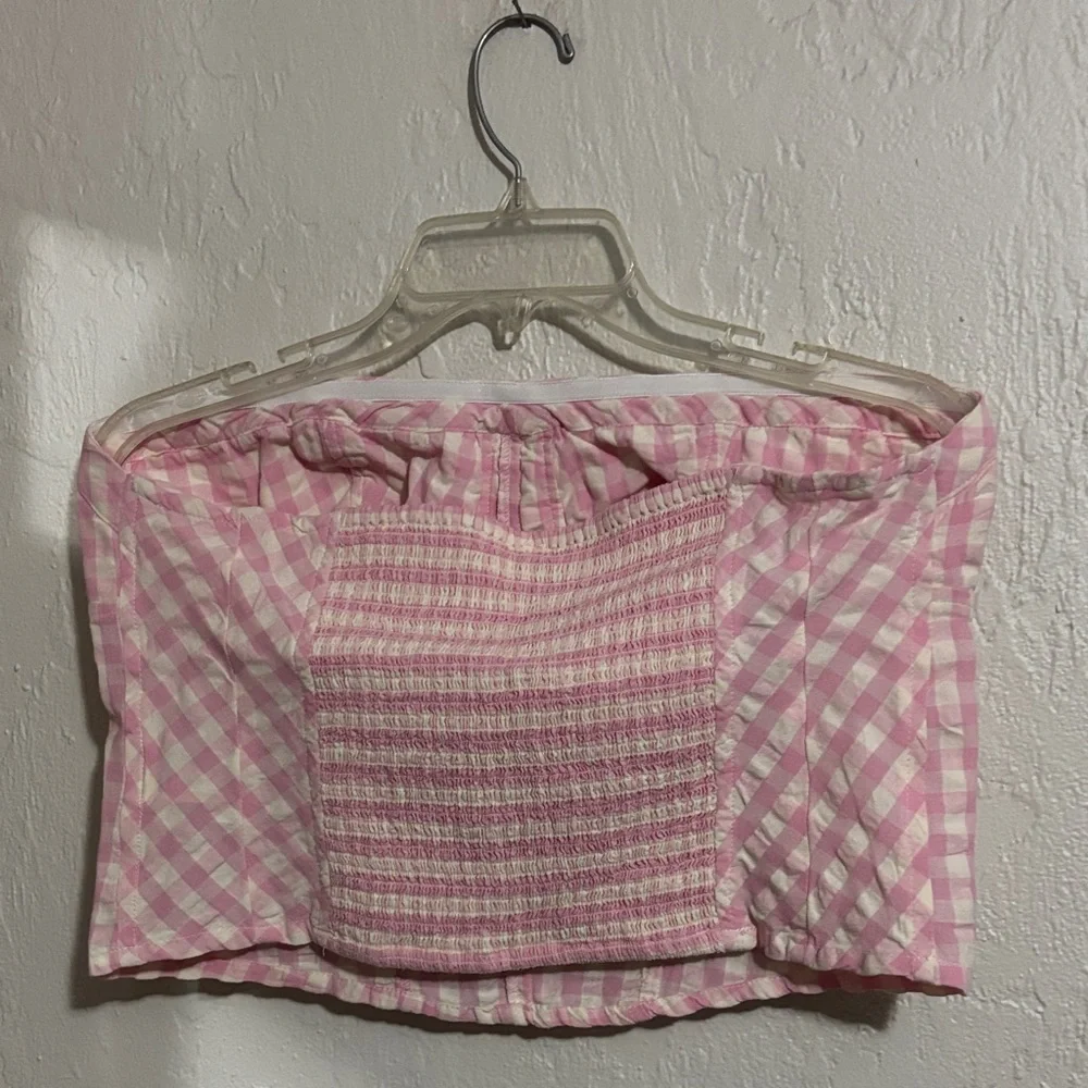 NWT Free People Leilani Pink Gingham Tube Top